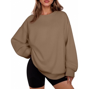 image:imagePINSPARK Womens Sweatshirt Crewneck Fleece Pullover Tops Oversized Sweat Shirts with Thumbholes Pockets Fall OutfitsKhaki