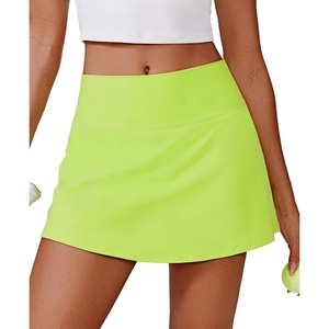 image:imagePINSPARK Womens Tennis Skirt High Waisted Golf Skort with 2 Pockets Stretchy Athletic Skirts for Workout Pickleball RunningNeon Green
