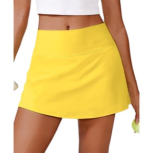 image:imagePINSPARK Womens Tennis Skirt High Waisted Golf Skort with 2 Pockets Stretchy Athletic Skirts for Workout Pickleball RunningYellow