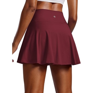 image:imagePINSPARK Womens Tennis Skirt Pleated Athletic Skorts with Pockets Shorts High Waisted Golf Skirts for Workout Running CasualRed Merlot