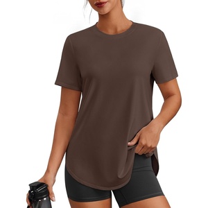 image:imagePINSPARK Workout Tops for Women Short Sleeve Athletic Shirts UPF 50 Quick Dry Running Outfits for Exercise Gym Hiking S3XLBrown