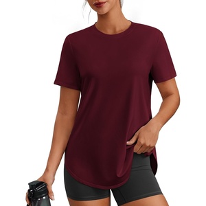 image:imagePINSPARK Workout Tops for Women Short Sleeve Athletic Shirts UPF 50 Quick Dry Running Outfits for Exercise Gym Hiking S3XLRed Merlot