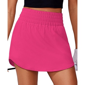 image:imagePINSPARK Golf Skirts for Women High Elastic Waisted Athletic Skort 2 Pockets Curved Hem Tennis Skirt for Pickleball WorkoutHot Pink