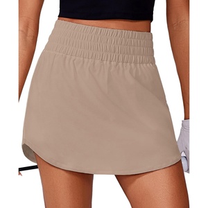 image:imagePINSPARK Golf Skirts for Women High Elastic Waisted Athletic Skort 2 Pockets Curved Hem Tennis Skirt for Pickleball WorkoutKhaki