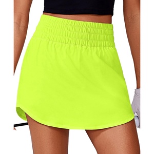 image:imagePINSPARK Golf Skirts for Women High Elastic Waisted Athletic Skort 2 Pockets Curved Hem Tennis Skirt for Pickleball WorkoutLemon Green