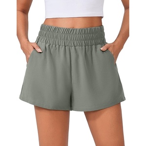 image:imagePINSPARK Womens 3 High Waisted Athletic Running Shorts Breathable Quick Dry Linerless Gym Workout Shorts with PocketsSage Gray