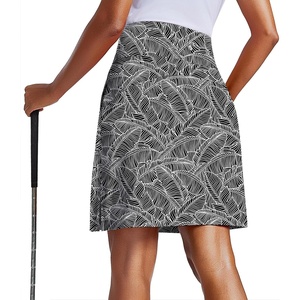 image:imagePINSPARK 20 Skorts for Woman Knee Length UPF 50 Golf Skirts with 3 Pockets High Waisted Athletic Tennis Skort Casual SkirtBlack Leaf