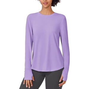 image:imagePINSPARK Soft Workout Tops for Women UPF 50 Sun Protection Shirts with Thumb Holes Quick Dry Running Hiking Rash ShirtLavender