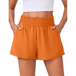 image:imagePINSPARK Womens 3 High Waisted Athletic Running Shorts Breathable Quick Dry Linerless Gym Workout Shorts with PocketsOrange